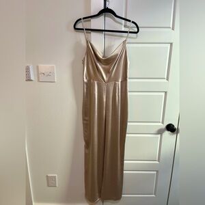 Silver/champaign satin jumpsuit